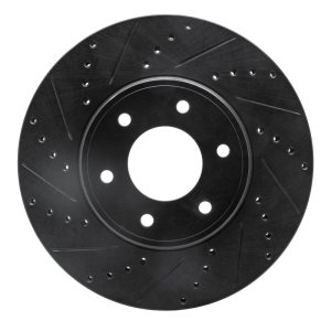 Chevrolet Trailblazer Brake Rotor (1) - Front Left - R1 Concepts - Drilled & Slotted - Black - `06-`09